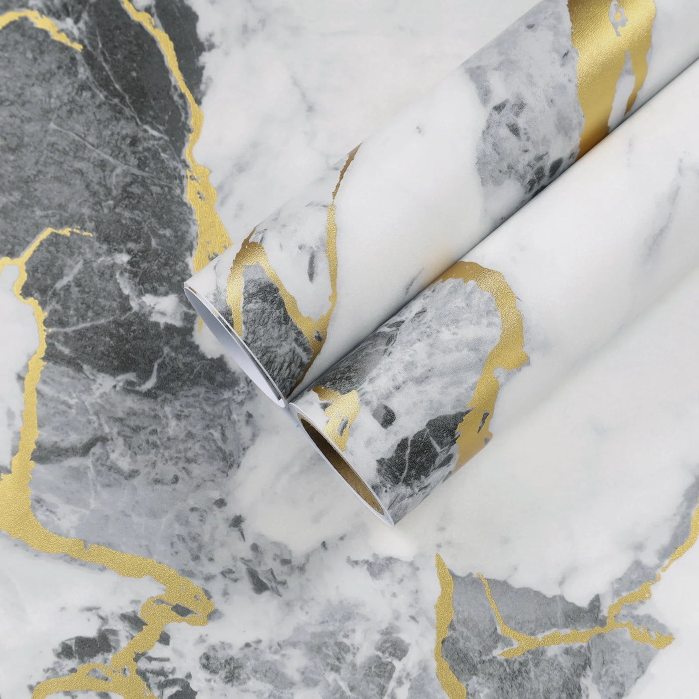 Chihut 12"x100" Grey Gold Marble Contact Paper for Countertops Waterproof Self Adhesive Peel and Stick Contact Paper for Kitchen Backsplash Matte