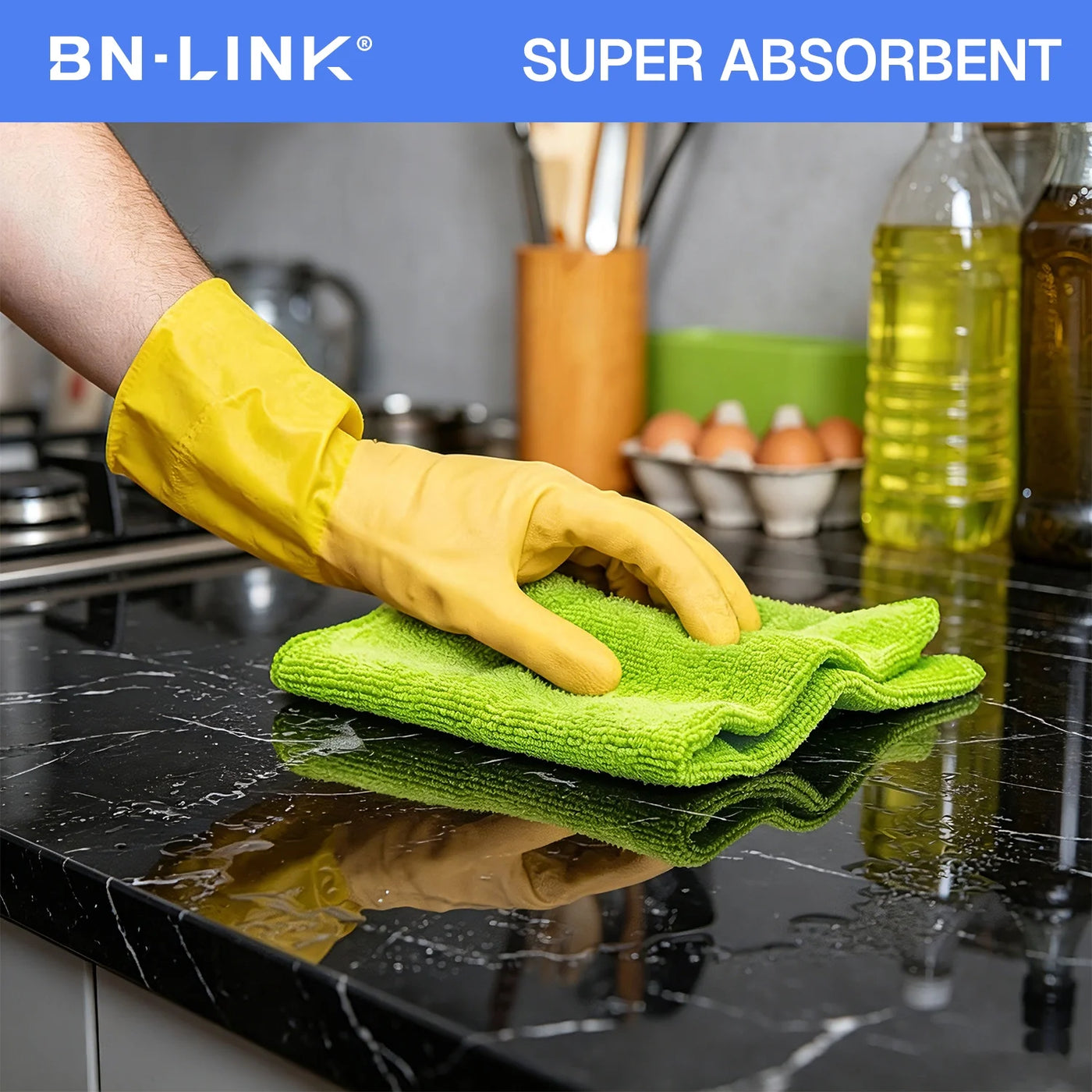 Bn-link Microfiber Cleaning Cloth, 12-Pack Highly Absorbent Cleaning Rags, Lint-free Microfiber Towels for Cars, House Kitchen Bathroom