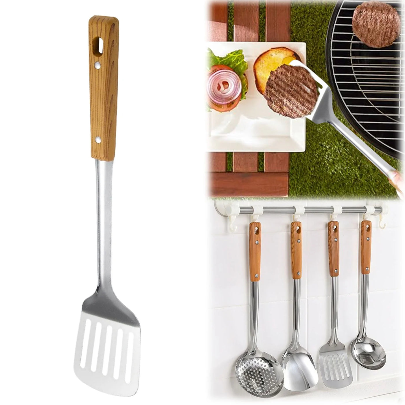 Kitchen Tools Set with Spatulas Spoons Slotted Implements for Home Restaurant Cooking, for Cooking, Mixing, Serving and Nonstick Cookware