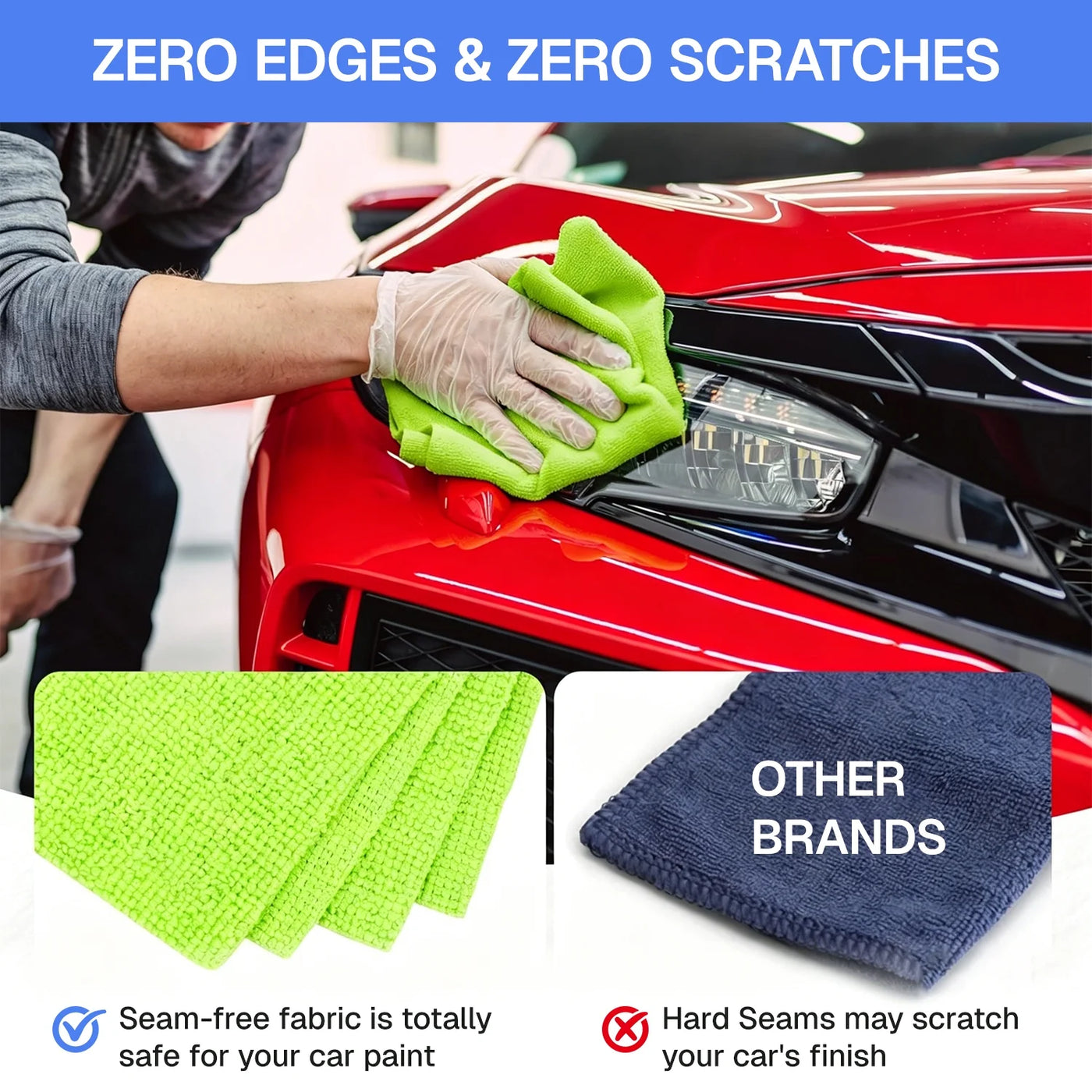 Bn-link Microfiber Cleaning Cloth, 12-Pack Highly Absorbent Cleaning Rags, Lint-free Microfiber Towels for Cars, House Kitchen Bathroom