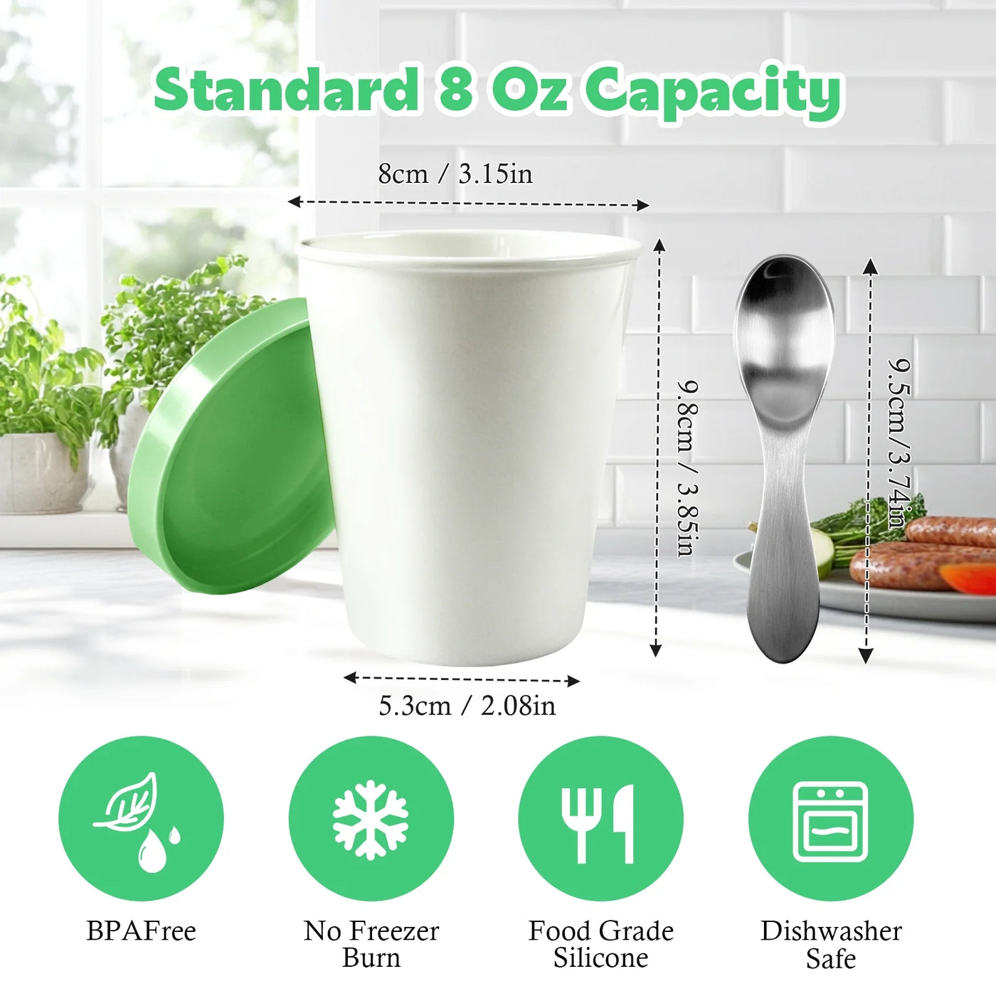 6-Pack Ice Cream Containers for Homemade, 1 Quart Freezer Storage Tubs with Silicone Lids and Spoon, Reusable PP Plastic Leak-free Ice Cream Tubs for