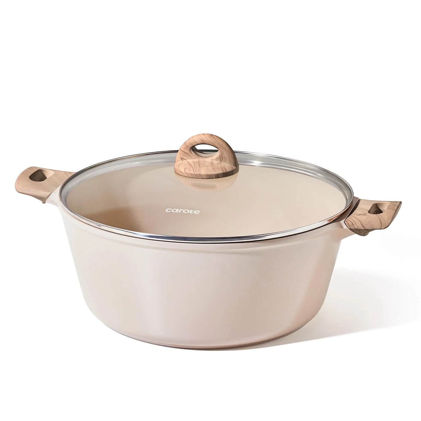 Nonstick Ceramic Nonstick Dutch Oven, Non Toxic Stockpot with Lid, Easy to Clean, All Stoves Compatible, 10QT, Taupe
