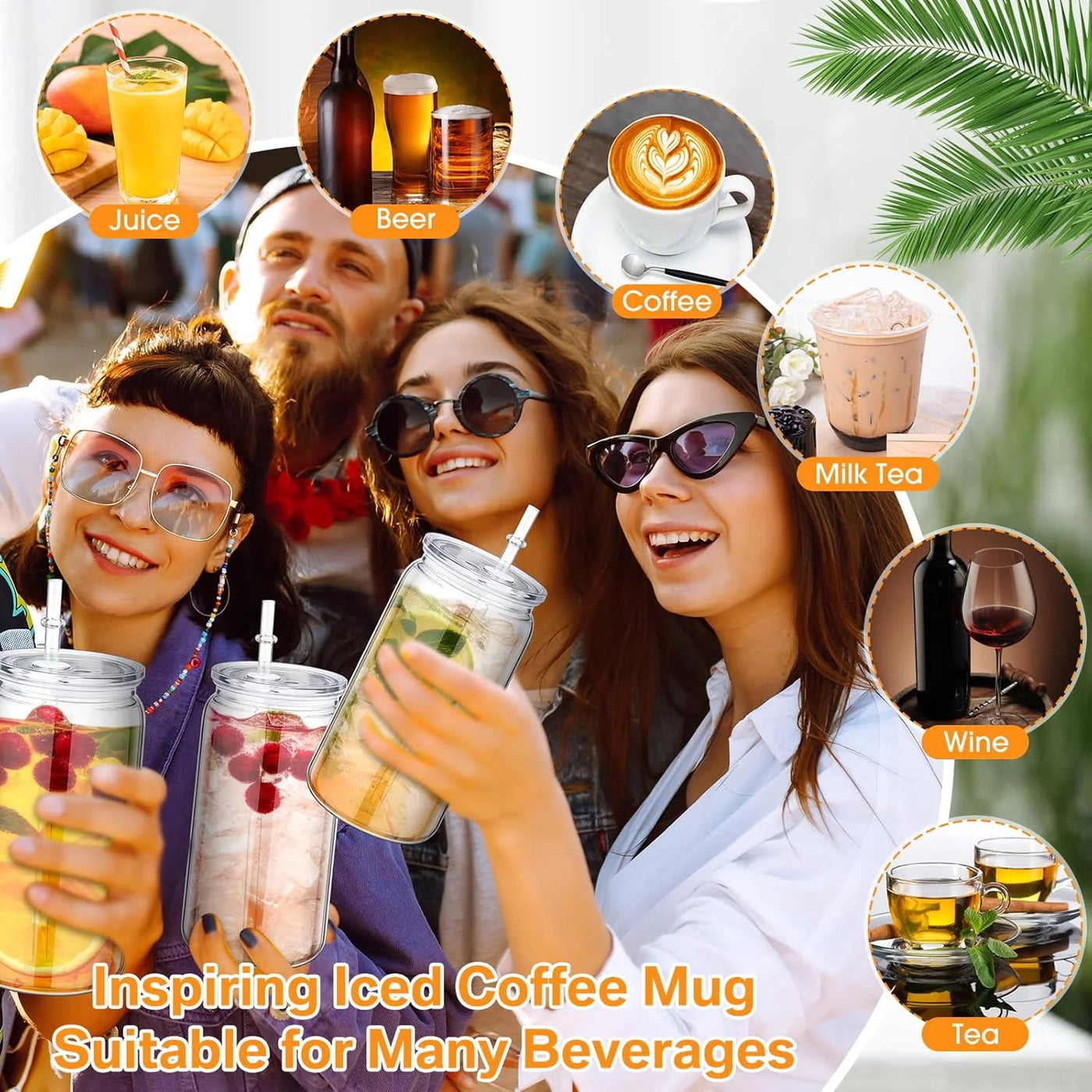 2-Pack Clear Plastic Tumblers with Lids and Straws Each Holding 16 Ounces Perfect for Iced Coffee Water Milk Beer Juice and Other Beverages
