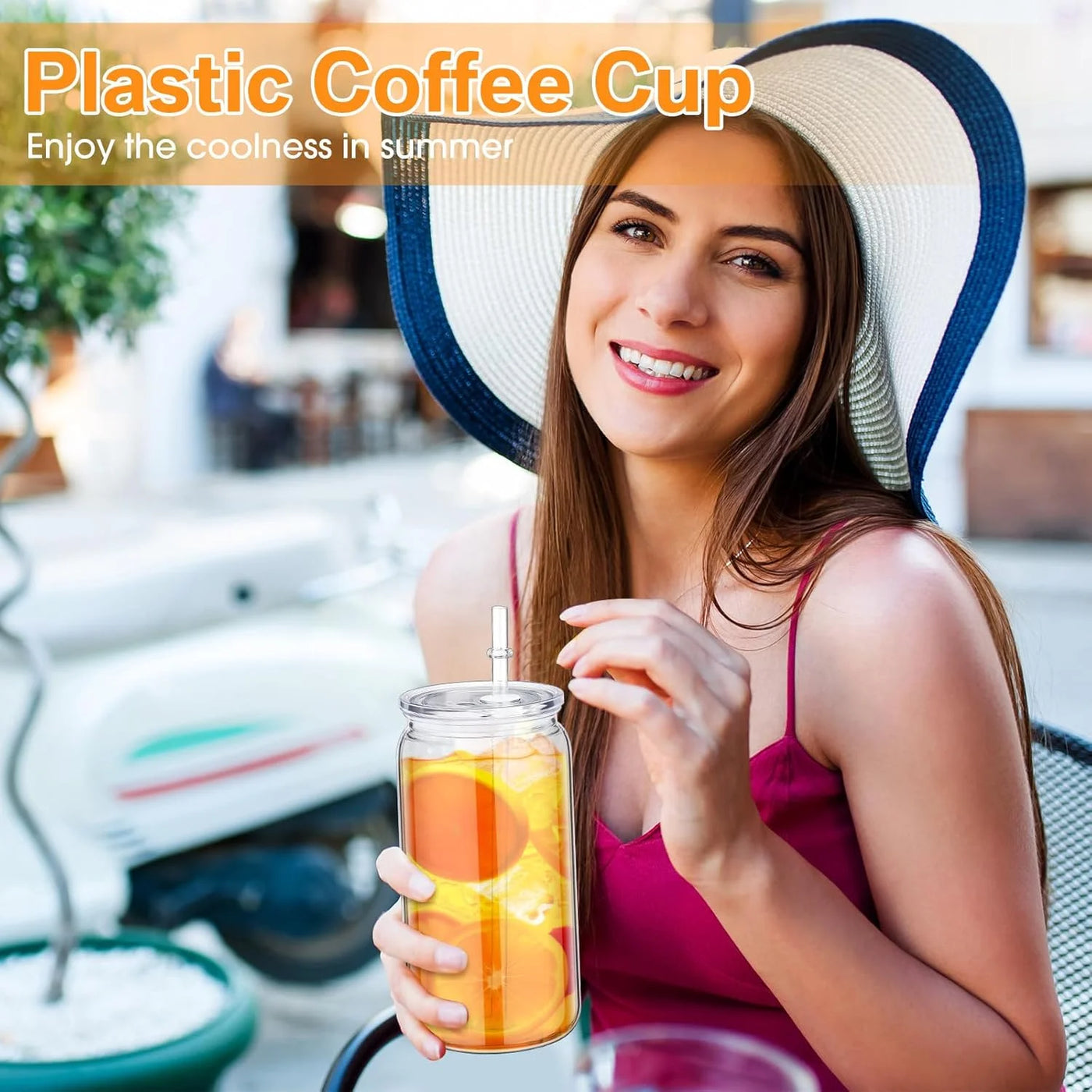 2-Pack Clear Plastic Tumblers with Lids and Straws Each Holding 16 Ounces Perfect for Iced Coffee Water Milk Beer Juice and Other Beverages