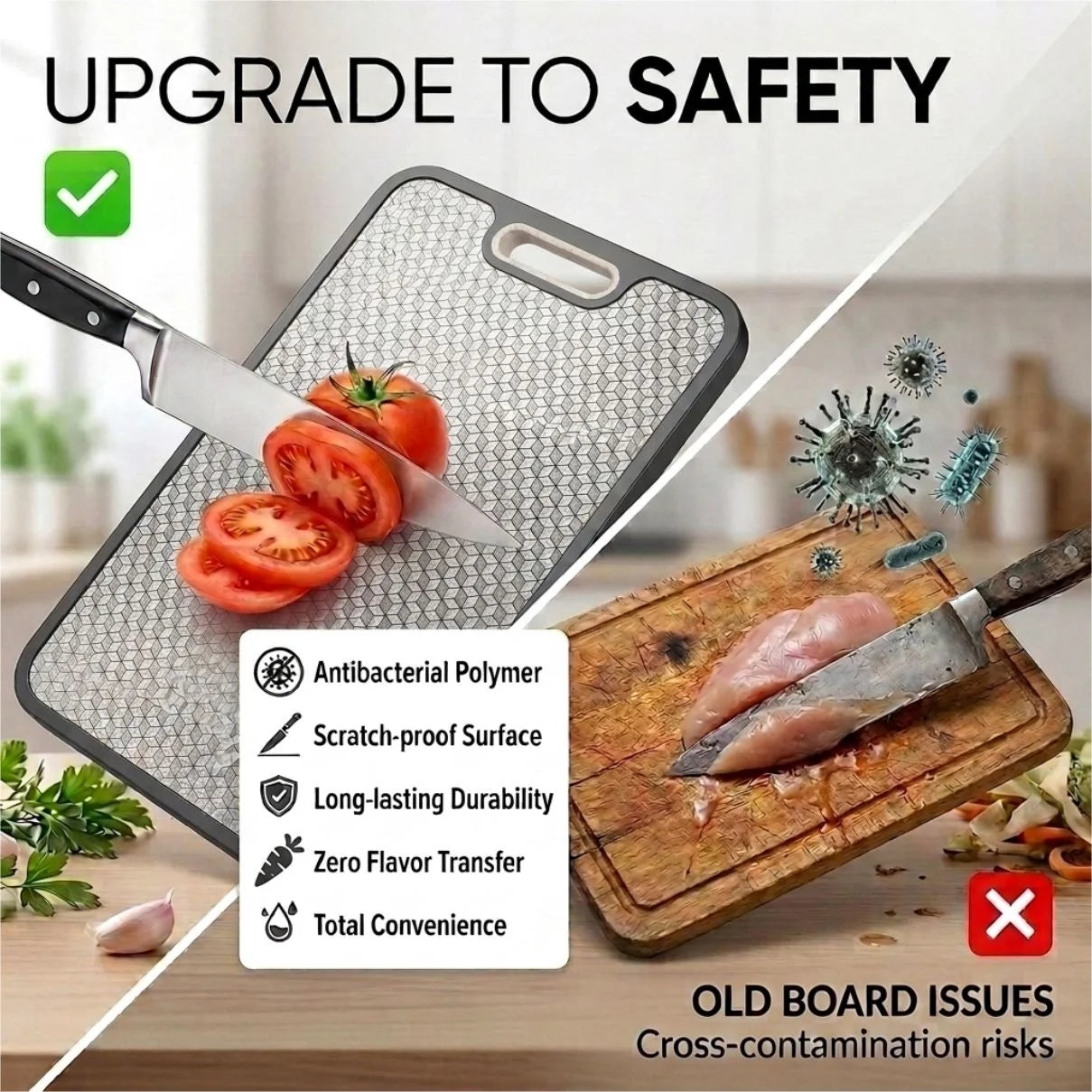 Titanium Cutting Board for Kitchen Double-sided Chopping Boards 16"x11", for Meat, Fruit and Vegetable Food Preparation