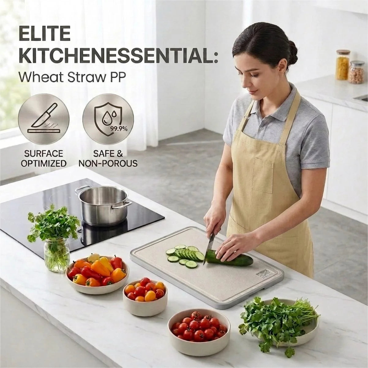 Titanium Cutting Board for Kitchen Double-sided Chopping Boards 16"x11", for Meat, Fruit and Vegetable Food Preparation