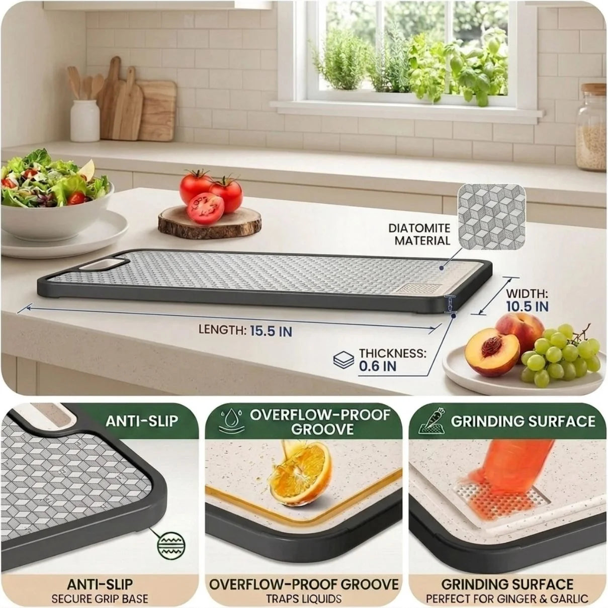 Titanium Cutting Board for Kitchen Double-sided Chopping Boards 16"x11", for Meat, Fruit and Vegetable Food Preparation