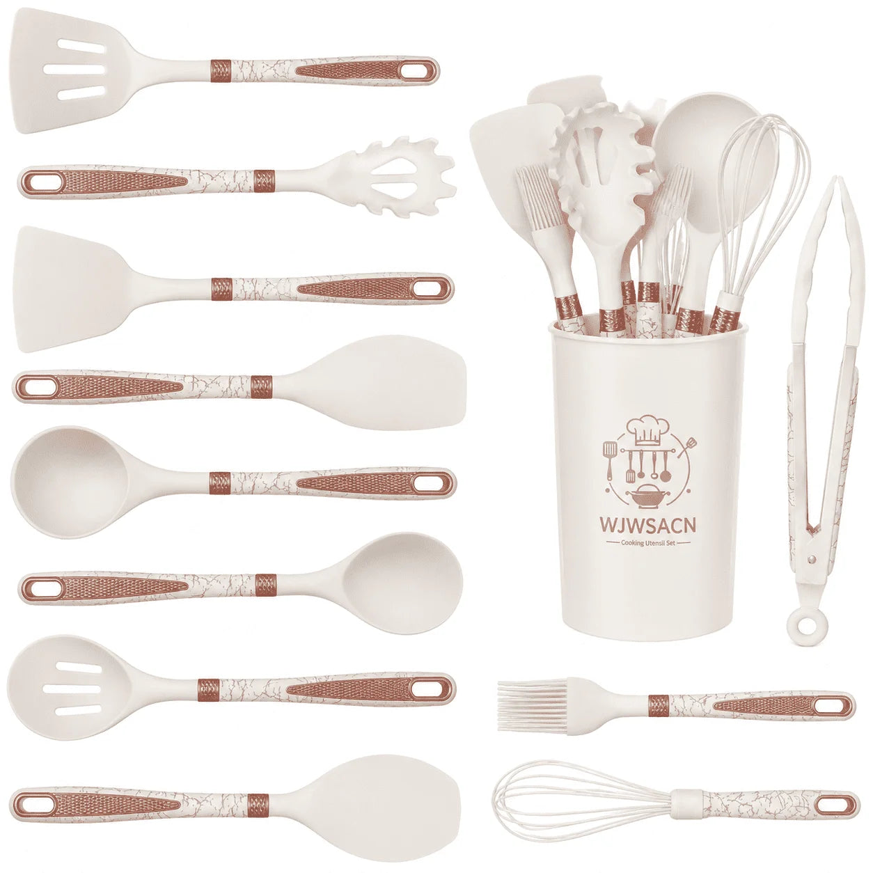 Cooking Utensils Set, 12-Piece Kitchen Silicone Utensils Set, Heat Resistant, Food Grade Utensil Sets with Handle
