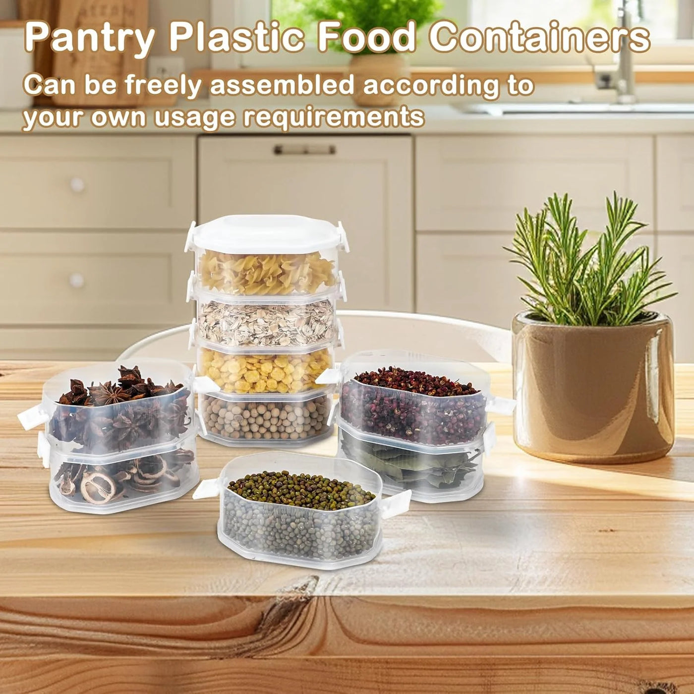10-Piece Food Storage Containers, Fridge Organisers Stackable with Lids BPA Free, Pantry Plastic Food Containers Leak Proof