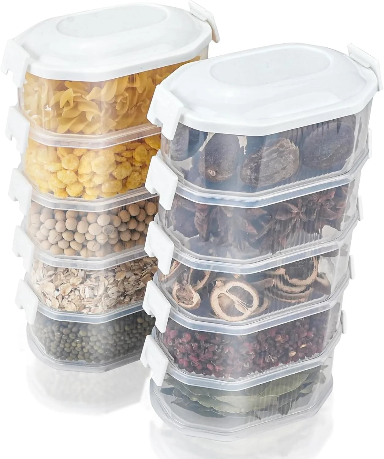 10-Piece Food Storage Containers, Fridge Organisers Stackable with Lids BPA Free, Pantry Plastic Food Containers Leak Proof