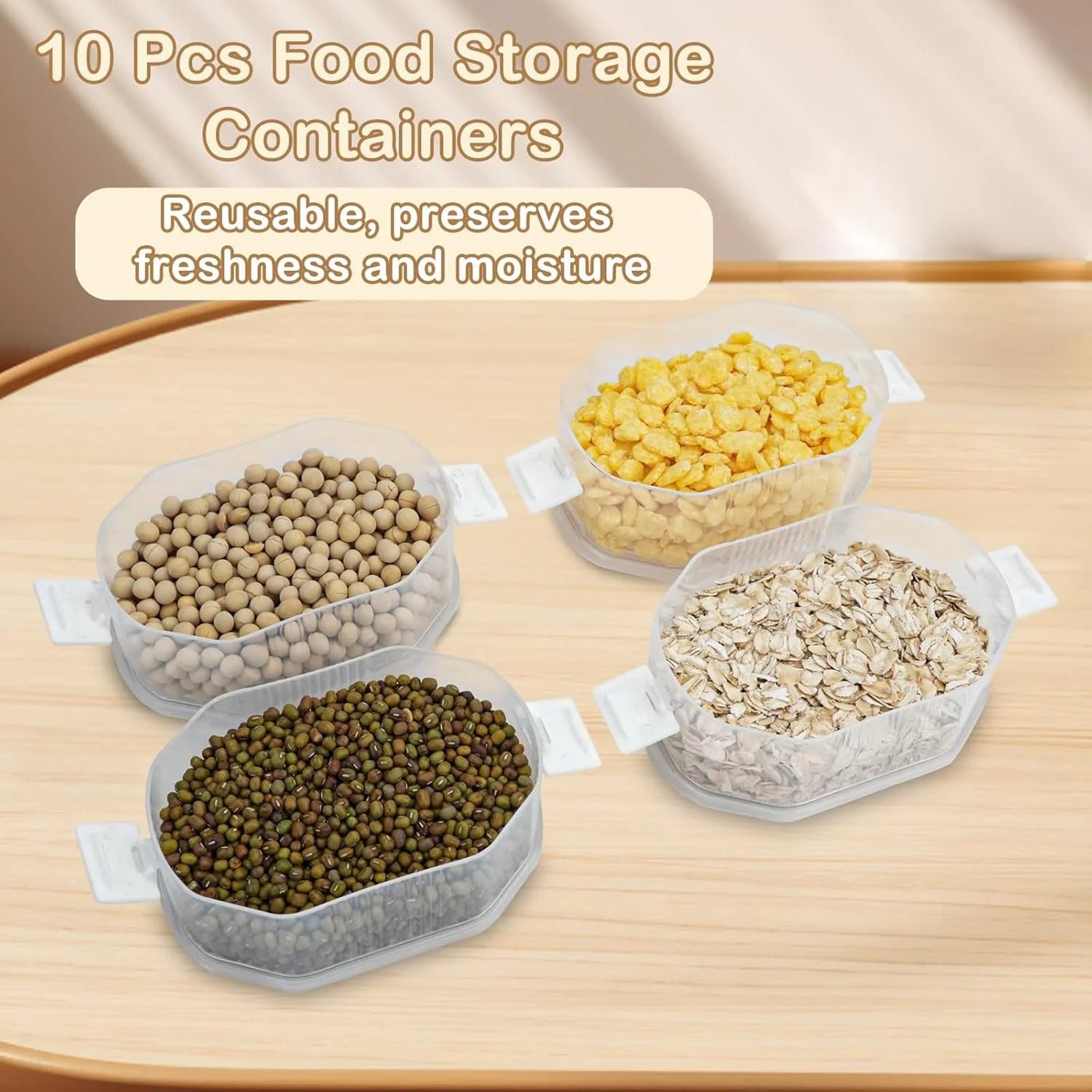 10-Piece Food Storage Containers, Fridge Organisers Stackable with Lids BPA Free, Pantry Plastic Food Containers Leak Proof