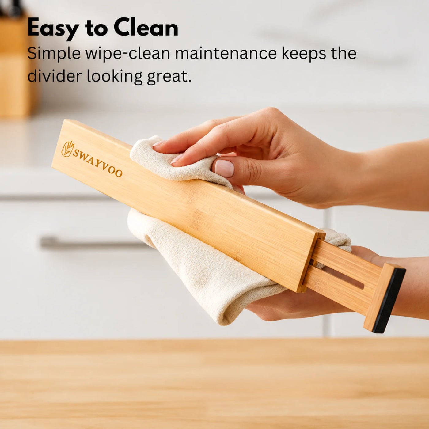 Bamboo Drawer Dividers, 4-Pack Adjustable Drawer Organizer Separators for Kitchen, Bedroom, Bathroom, Cabinet, Office and Dresser Storage (17–22"