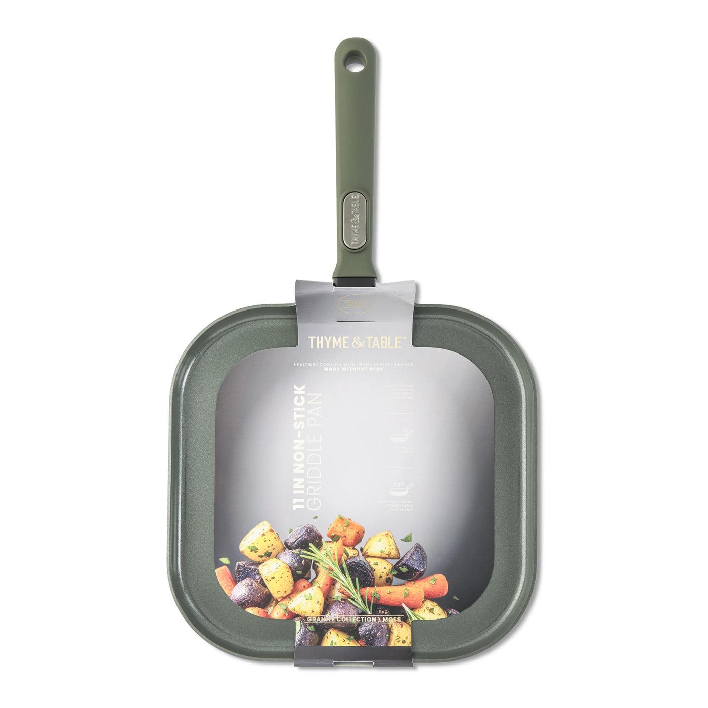 11 Inch Ceramic Nonstick Griddle Pan Granite Collection Moss Green, for Everyday Home Kitchen Cooking, Storage and Organization