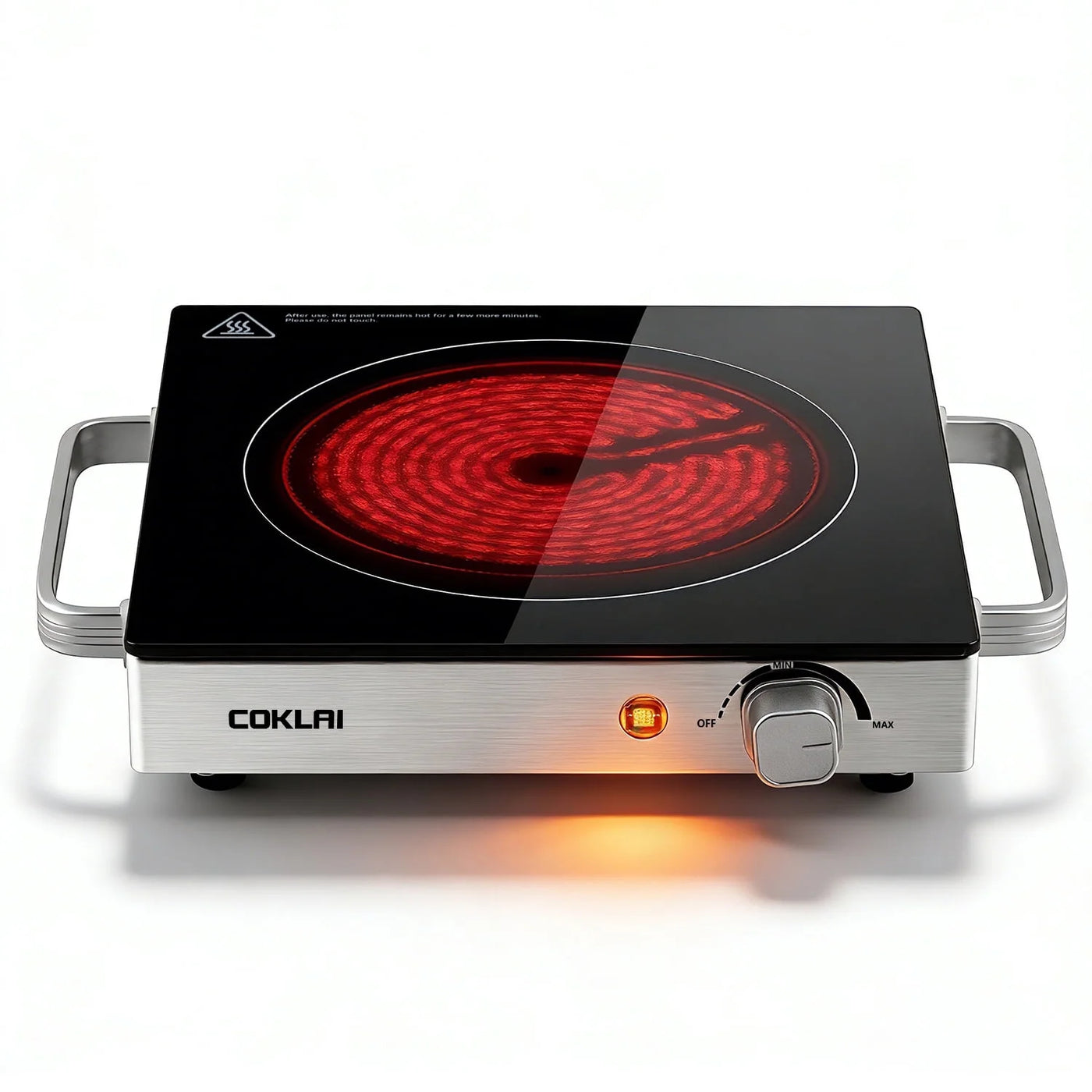 Glass Electric Hot Plate, Portable Single Burner with Adjustable Temperature, Easy-clean Surface, Compact Cooktop for Kitchen, Dorm, RV and Camping