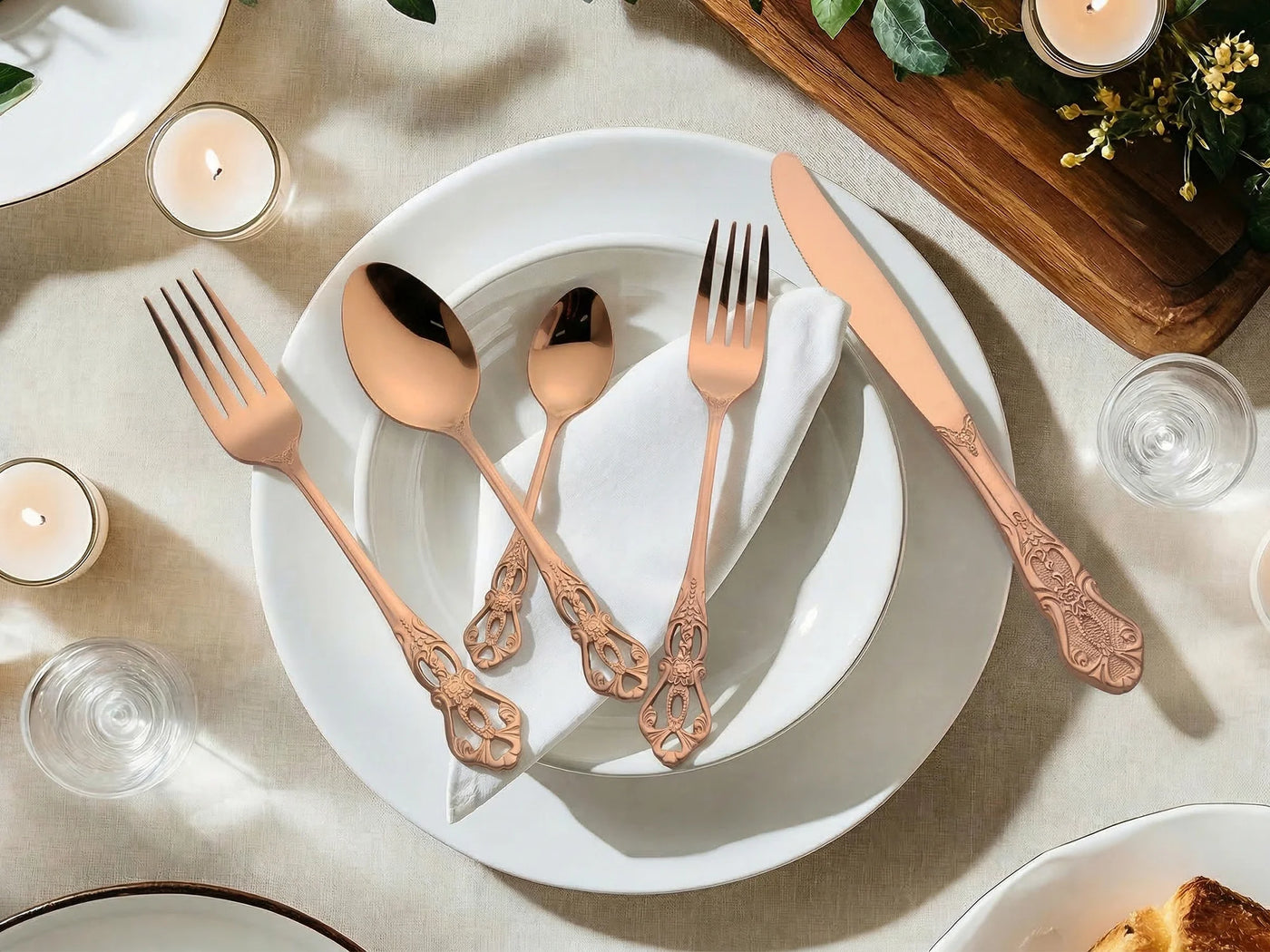 30-Piece Silverware Stainless Steel Flatware Set with Openwork Gold1, for Everyday Home Kitchen Cooking, Storage and Organization