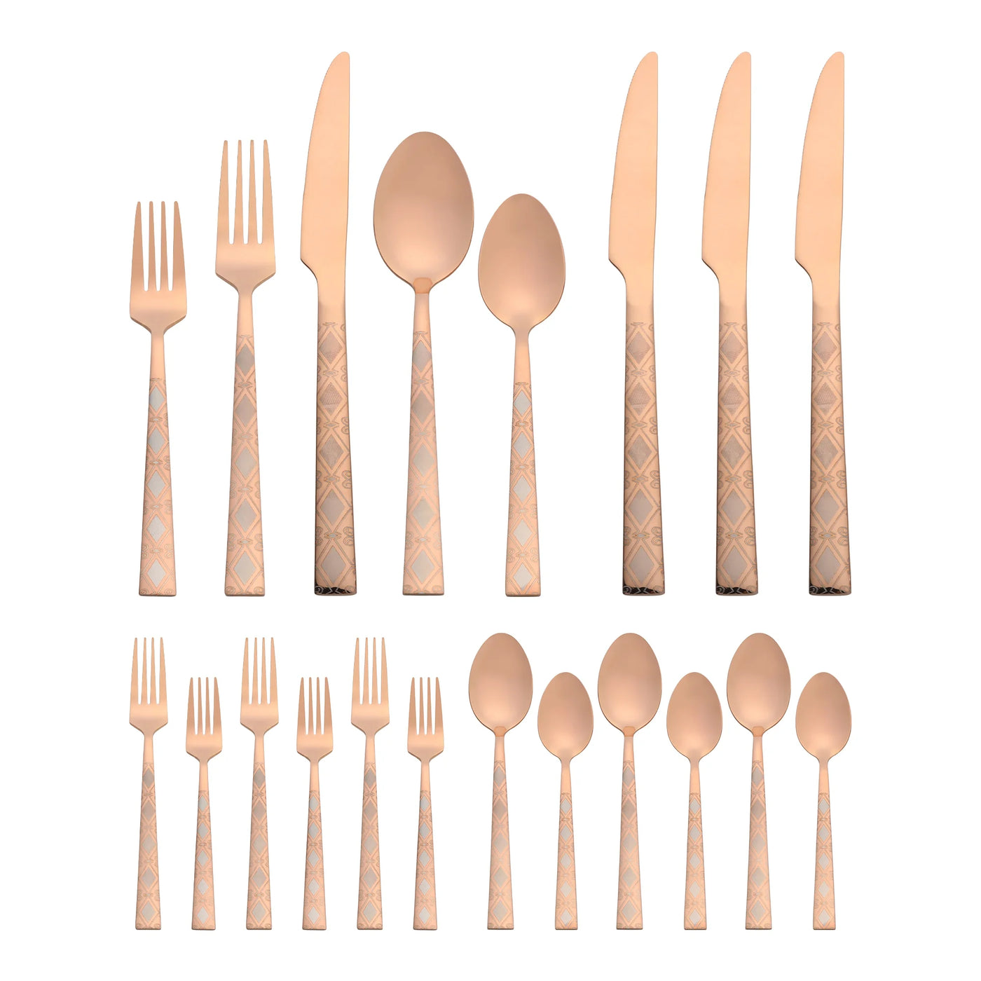20-Piece Stainless Steel Flatware Set for 4 Vintage Cutlery Rose Gold, for Everyday Home Kitchen Cooking, Storage and Organization