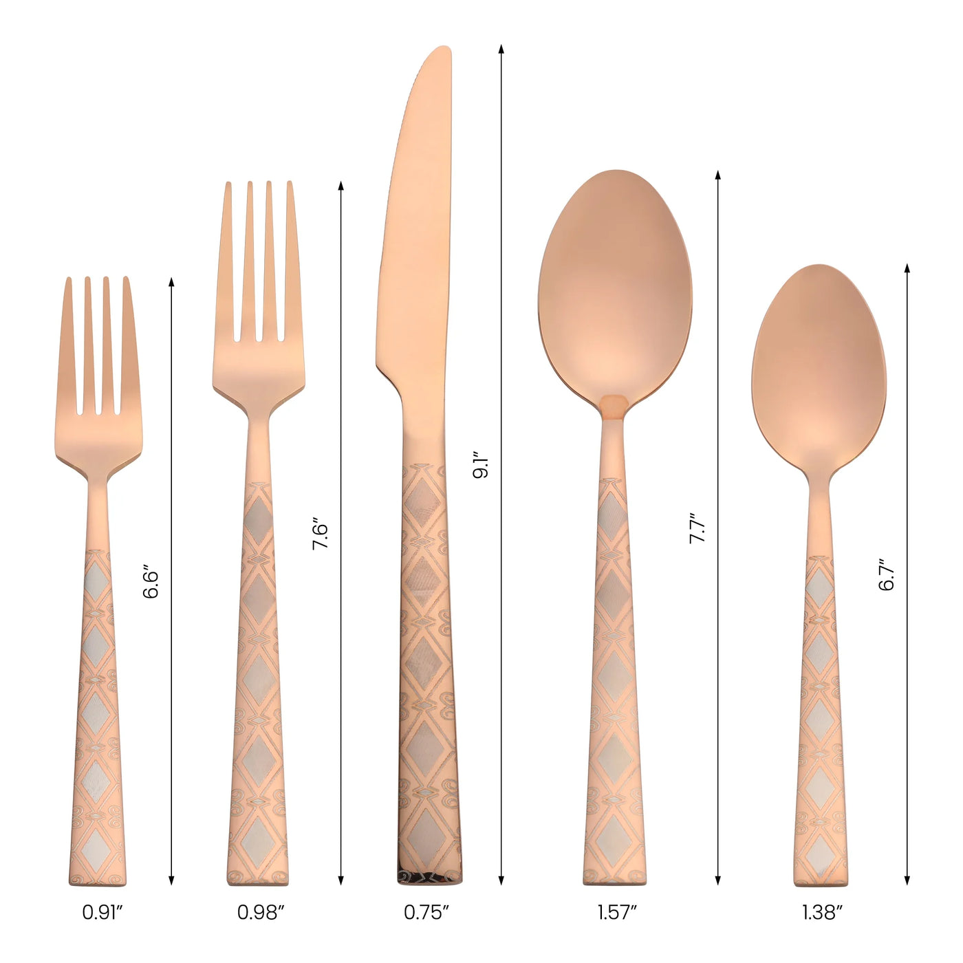 20-Piece Stainless Steel Flatware Set for 4 Vintage Cutlery Rose Gold, for Everyday Home Kitchen Cooking, Storage and Organization