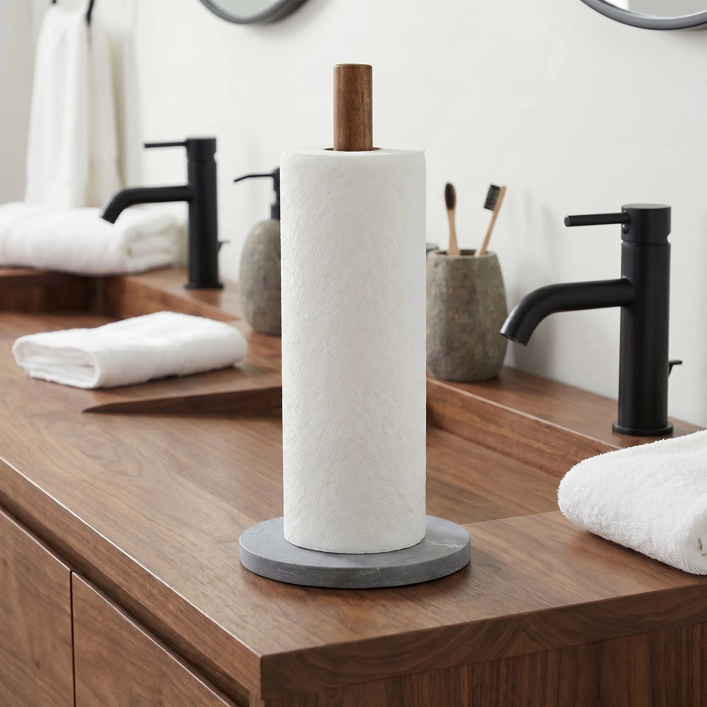 Paper Towel Holder Countertop Non-slip Base Marble Color E 12.6x5.9inch, for Drying Dishes, Wiping Counters and Everyday Kitchen Cleaning