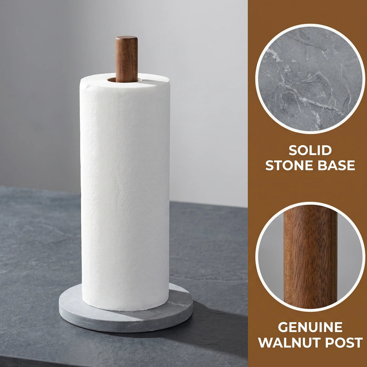 Paper Towel Holder Countertop Non-slip Base Marble Color E 12.6x5.9inch, for Drying Dishes, Wiping Counters and Everyday Kitchen Cleaning