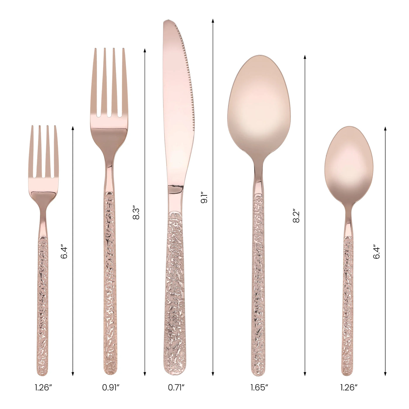 20-Piece Stainless Steel Flatware Set with Texture and Mirror Rose Gold, for Everyday Home Kitchen Cooking, Storage and Organization