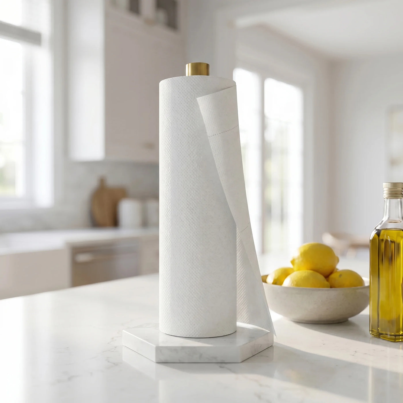 Non Slip Base Paper Towel Holder Gold B 11.7x3.3inch, for Drying Dishes, Wiping Counters and Everyday Kitchen Cleaning