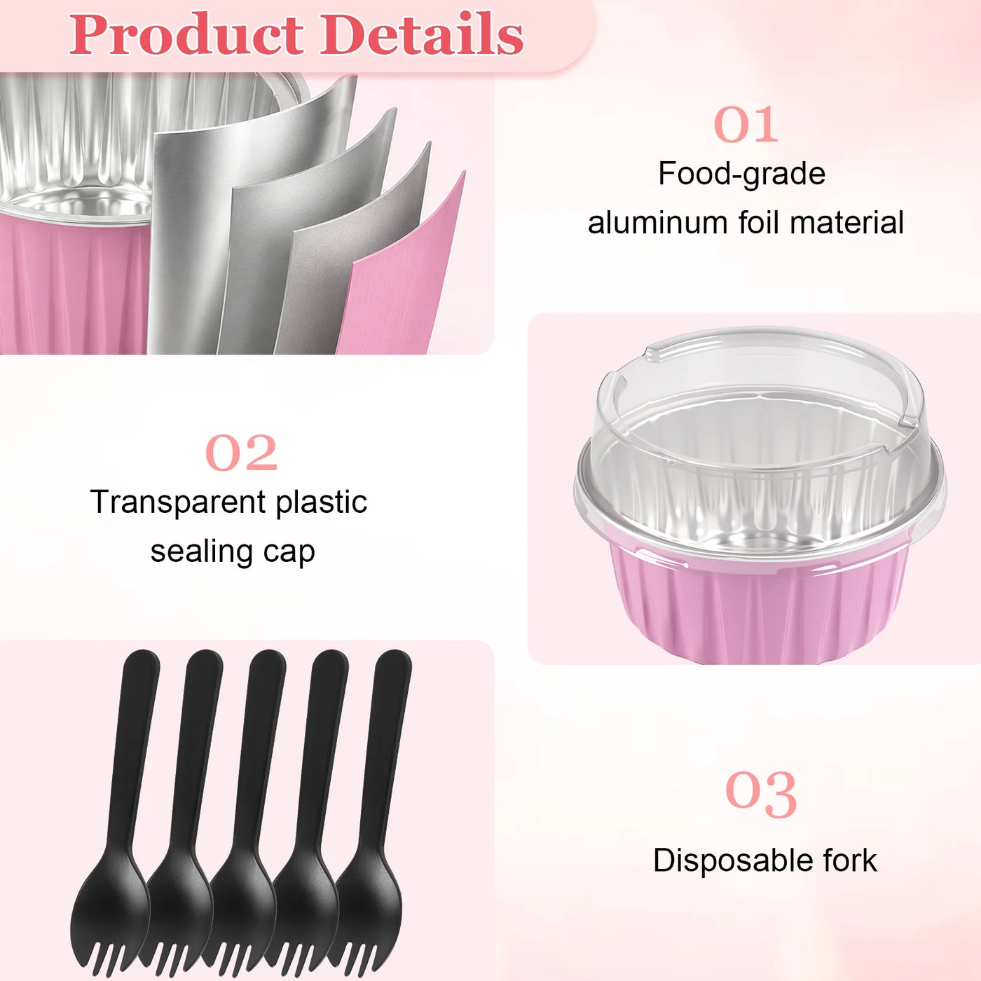 5 Oz Mini Cake Pans with Lids, Aluminum Foil Cake Cups, Pie Pans Muffin Tins Cupcake for Party Wedding Birthday