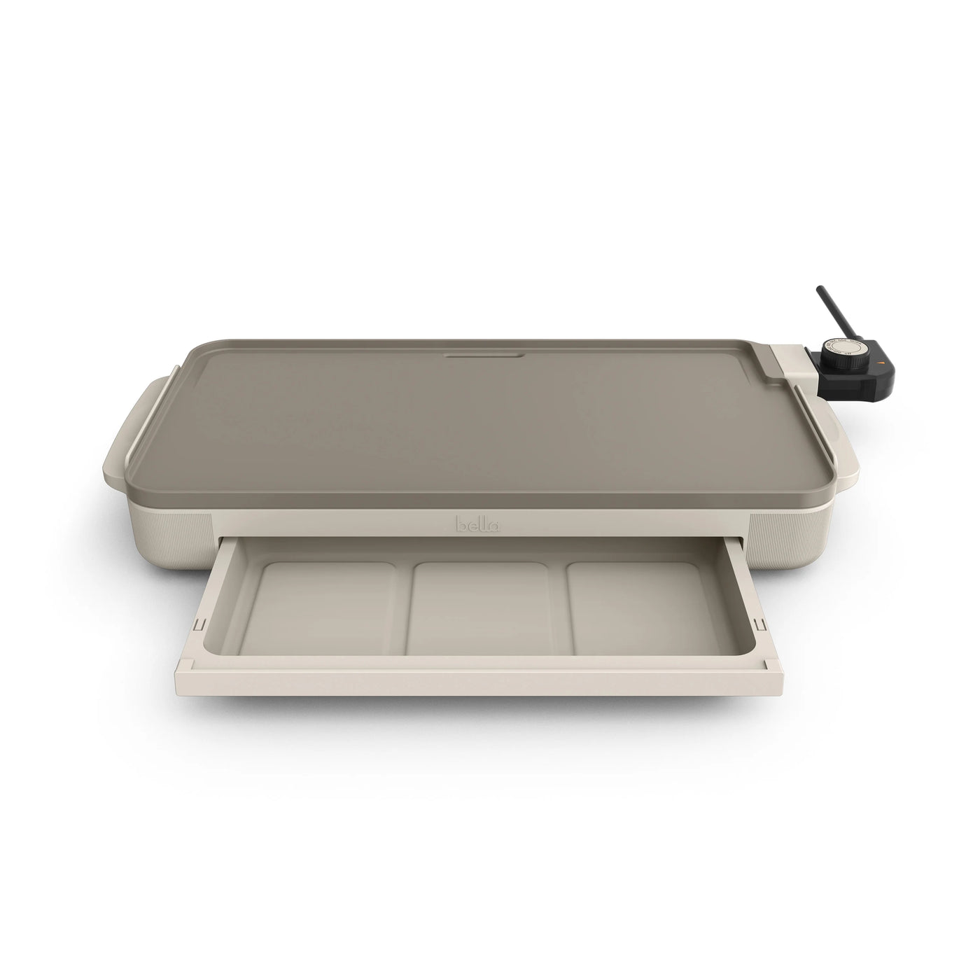 10" X 18" Nonstick Ceramic Griddle with Warming Tray, Oatmilk, for Everyday Home Kitchen Cooking, Storage and Organization