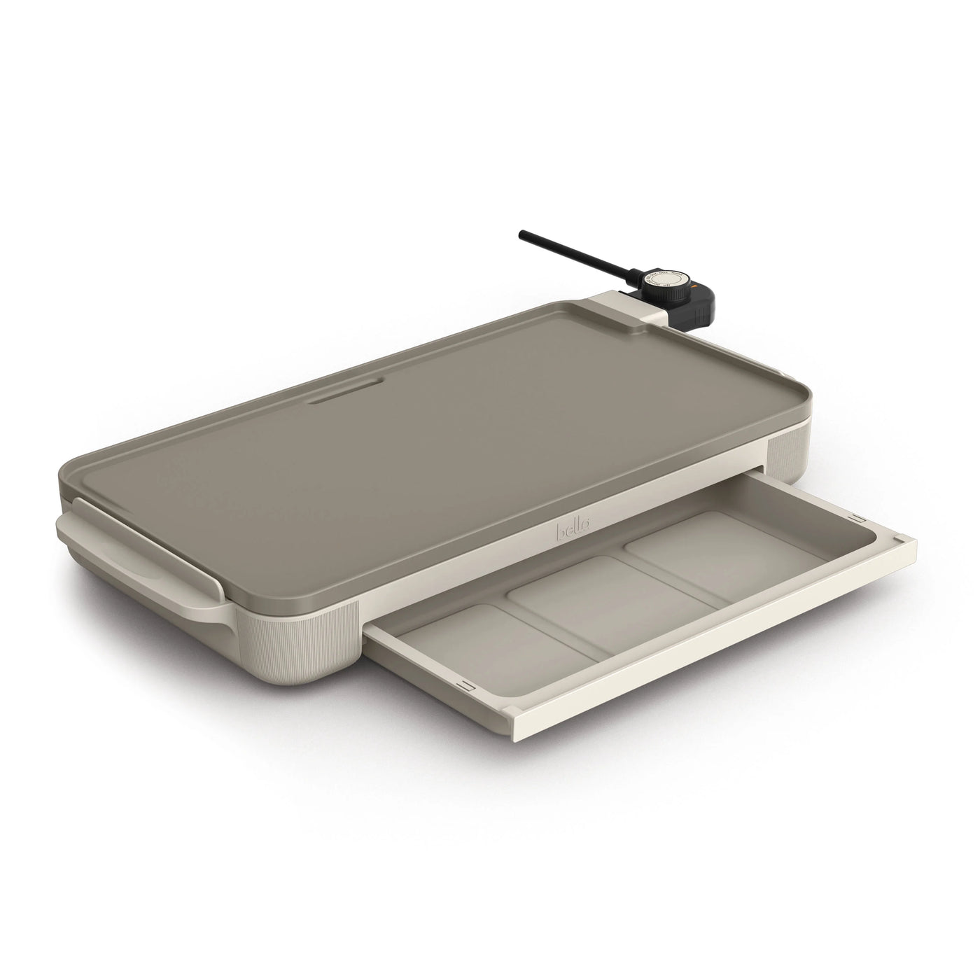 10" X 18" Nonstick Ceramic Griddle with Warming Tray, Oatmilk, for Everyday Home Kitchen Cooking, Storage and Organization