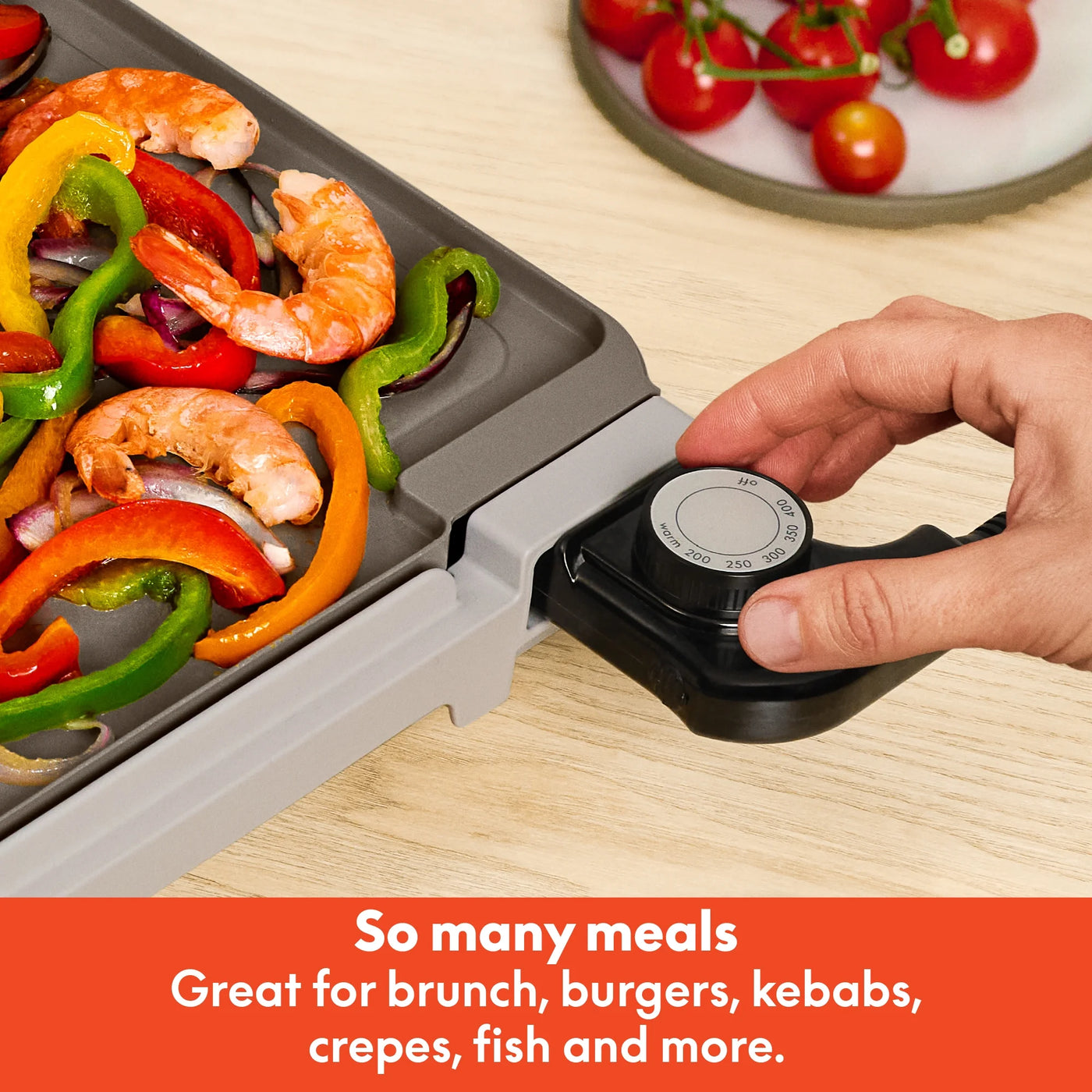 10" X 18" Nonstick Ceramic Griddle with Warming Tray, Oatmilk, for Everyday Home Kitchen Cooking, Storage and Organization