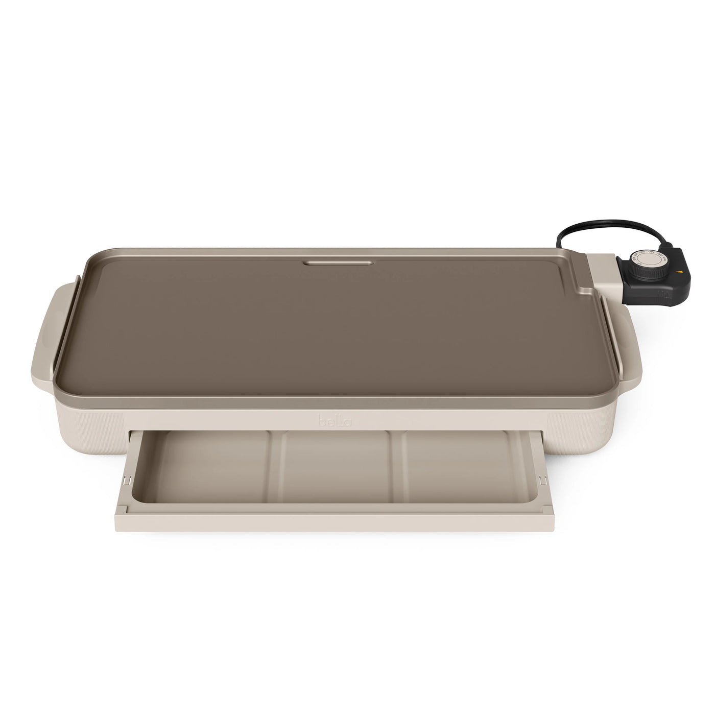 10" X 18" Nonstick Ceramic Griddle with Warming Tray, Oatmilk, for Everyday Home Kitchen Cooking, Storage and Organization