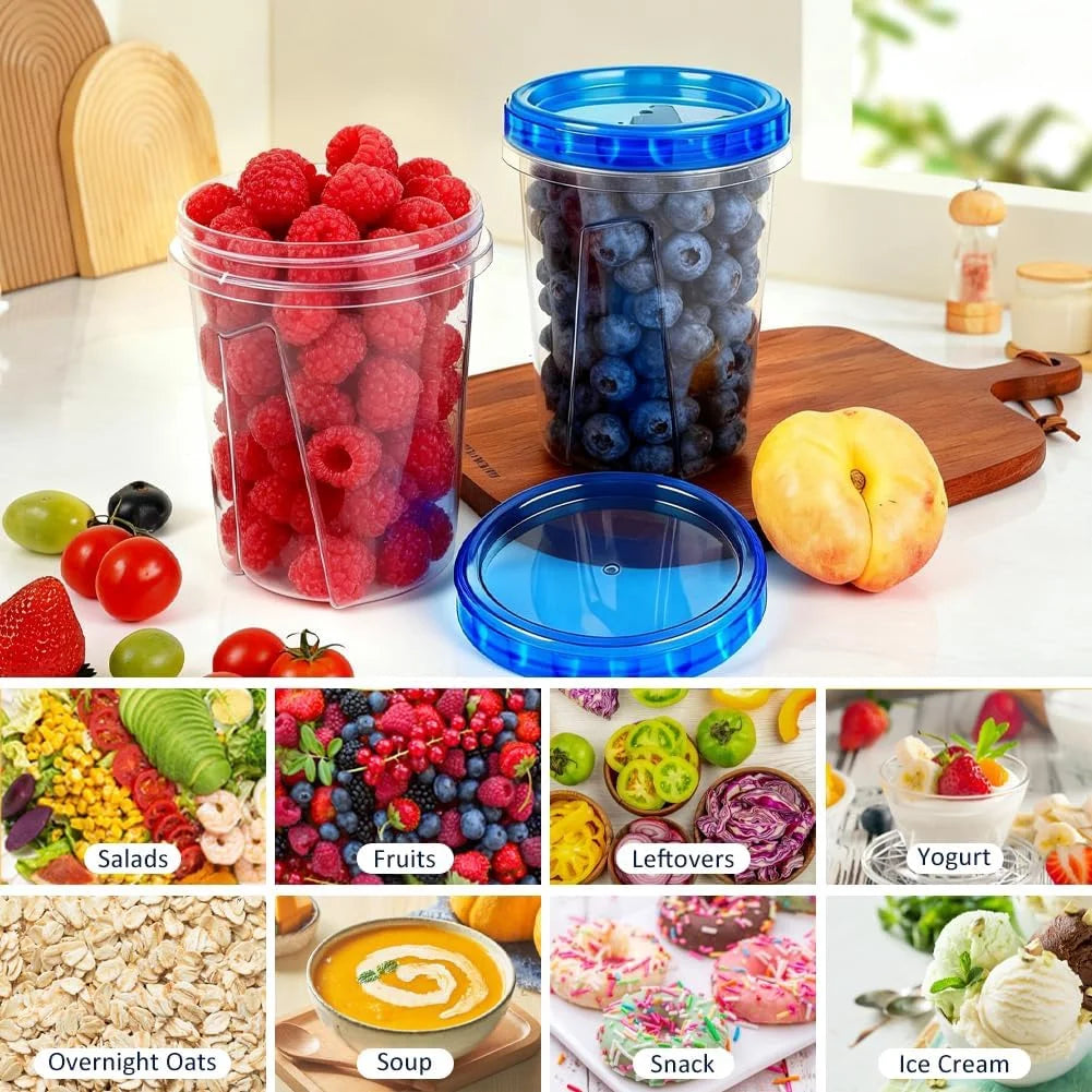 6-Piece 17oz + 6-Piece 34 Oz Reusable Freezer Storage Containers with Twist Top Lids Airtight, Small Plastic Food Storage Containers for Meal Prep