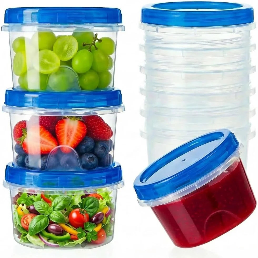 6-Piece 17oz + 6-Piece 34 Oz Reusable Freezer Storage Containers with Twist Top Lids Airtight, Small Plastic Food Storage Containers for Meal Prep