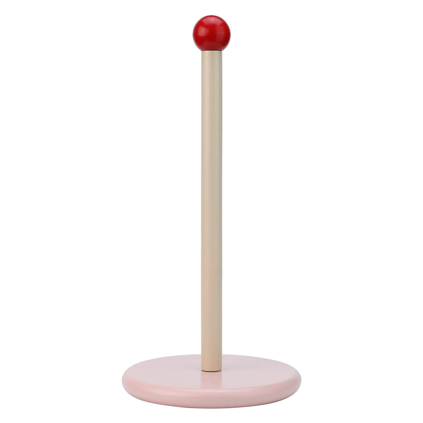 Paper Towel Holder Countertop Weighted Base Dispenser Wood Pink 12x5.9in, for Drying Dishes, Wiping Counters and Everyday Kitchen Cleaning