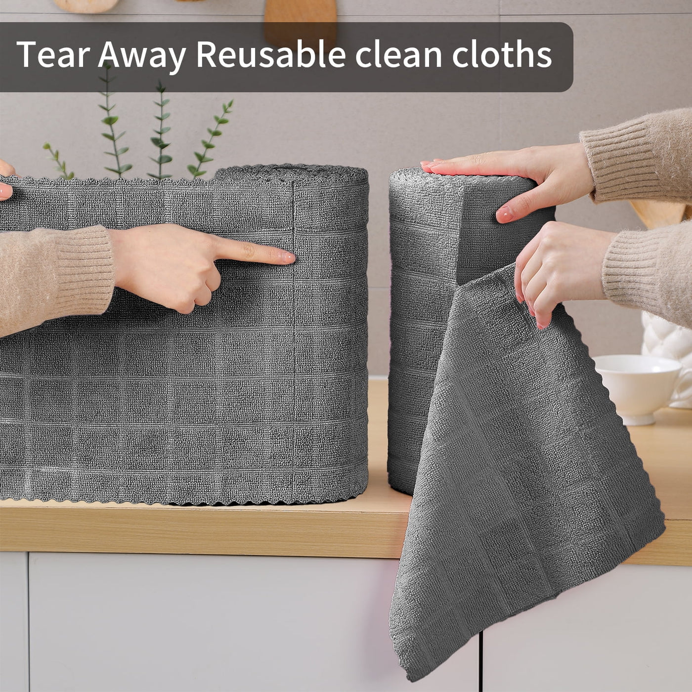 Microfiber Cleaning Cloth Roll, 80-Pack Cleaning Towels, Lint Free Rags Paper Towels and Tear Away Reusable Towels, Washable Shop Rags Car Wipe Cloth