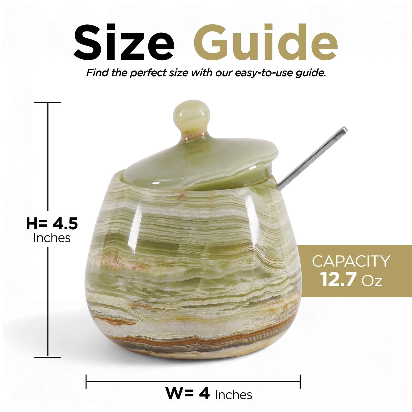 Marble Salt Cellar with Lid 4.5 Inch Green Onyx Salt Jar and Table Salt Storage for Kitchen Countertop, Ideal Salt Container