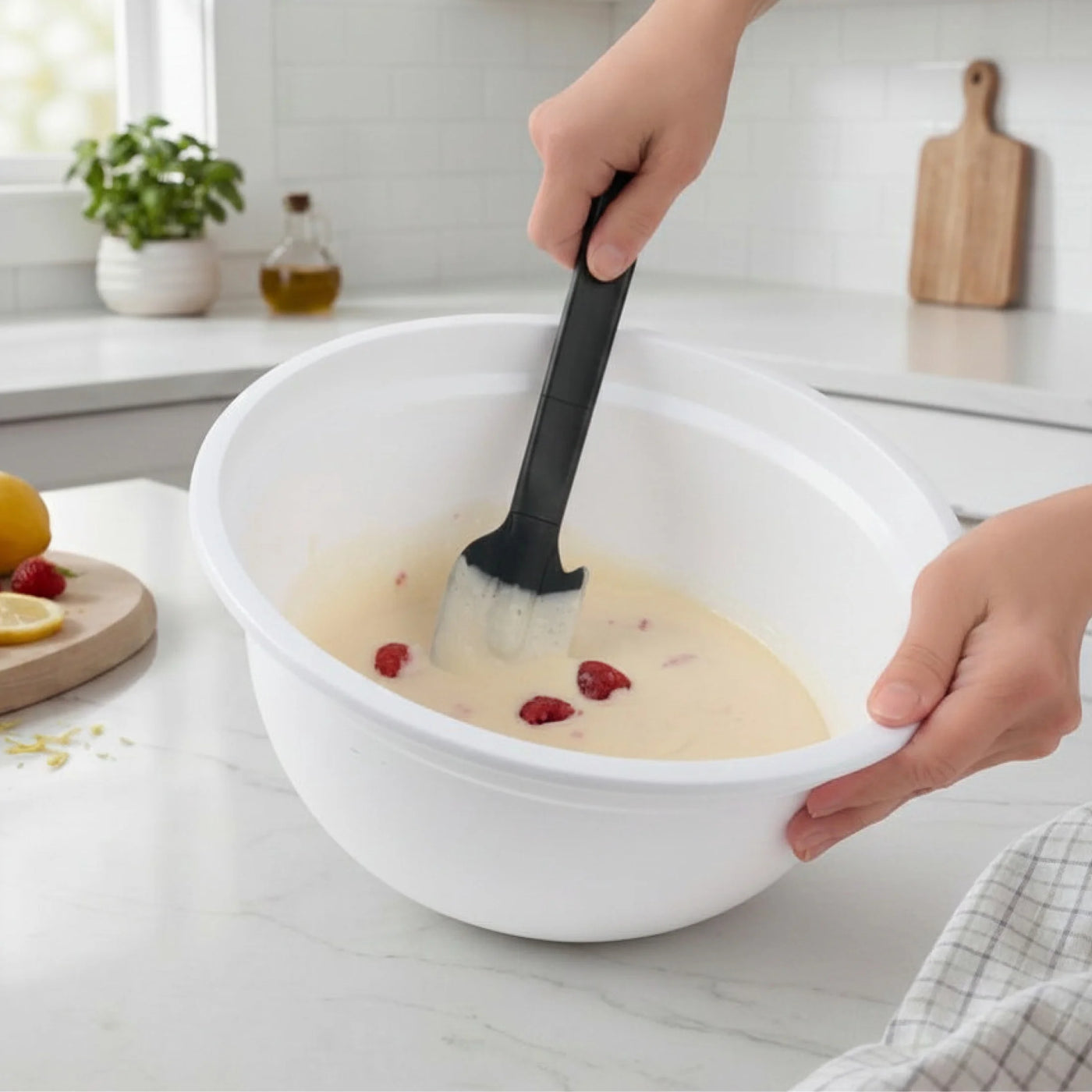 6-Quart Mixing Bowl, Durable, Lightweight, and Versatile Kitchen Essential, White, for Everyday Home Kitchen Cooking, Storage and Organization