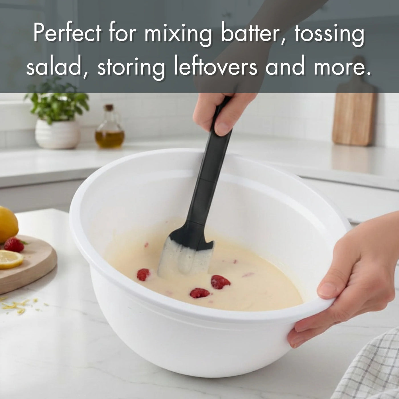 6-Quart Mixing Bowl, Durable, Lightweight, and Versatile Kitchen Essential, White, for Everyday Home Kitchen Cooking, Storage and Organization