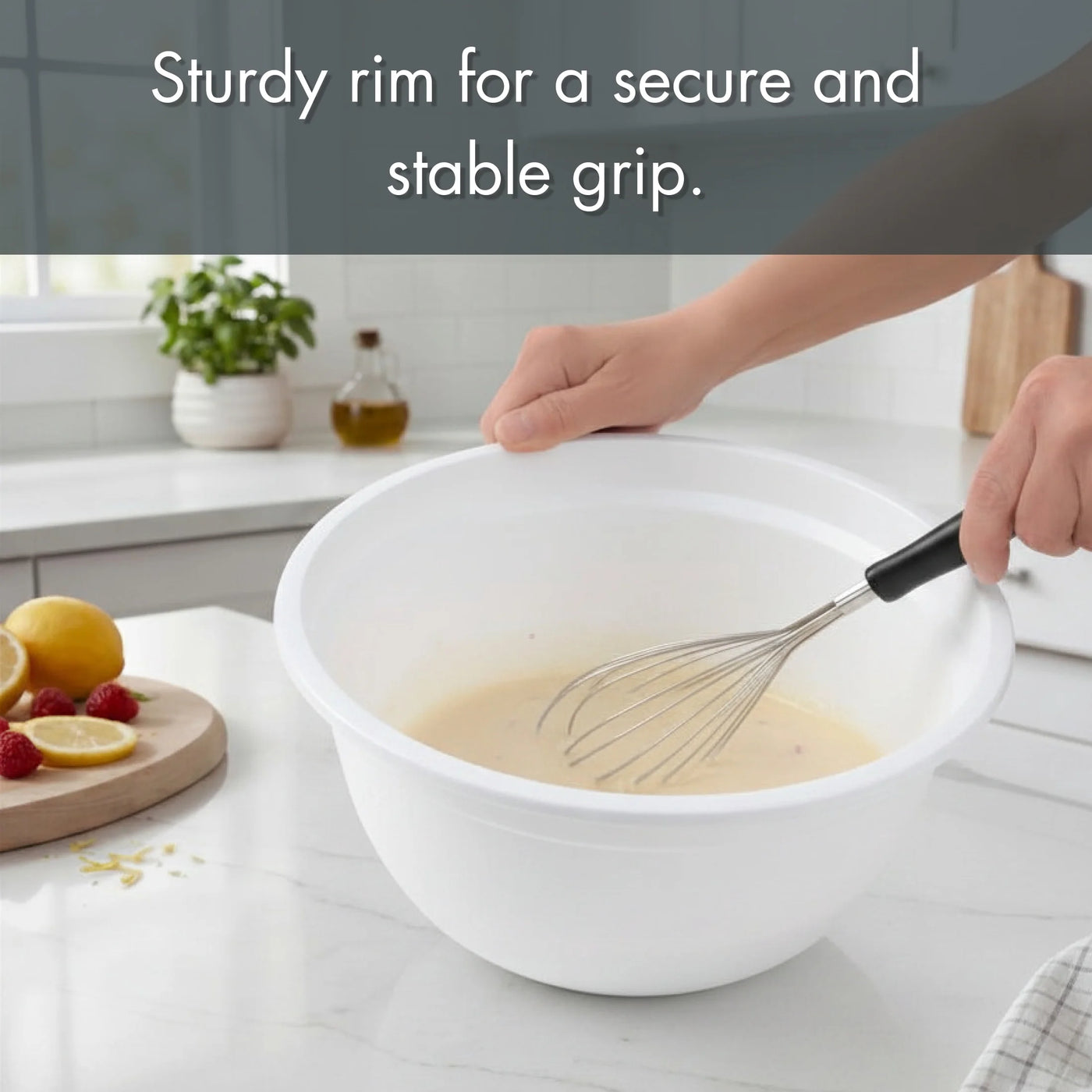 6-Quart Mixing Bowl, Durable, Lightweight, and Versatile Kitchen Essential, White, for Everyday Home Kitchen Cooking, Storage and Organization