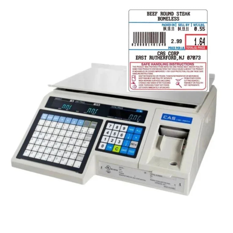 Cas Lp-1000n Scale with Label Printer, 30lb Capacity Ntep Certified Label Scale for Legal Trade, Features 54 Speed Keys and 4, 000 Plus