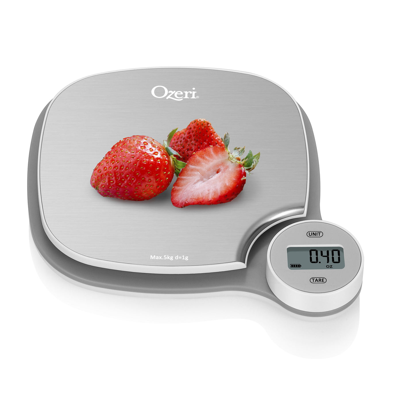 Kitchen Scale in Stainless Steel, with Battery-free Kinetic Charging Technology, for Accurate Kitchen, Food and Portion Weighing