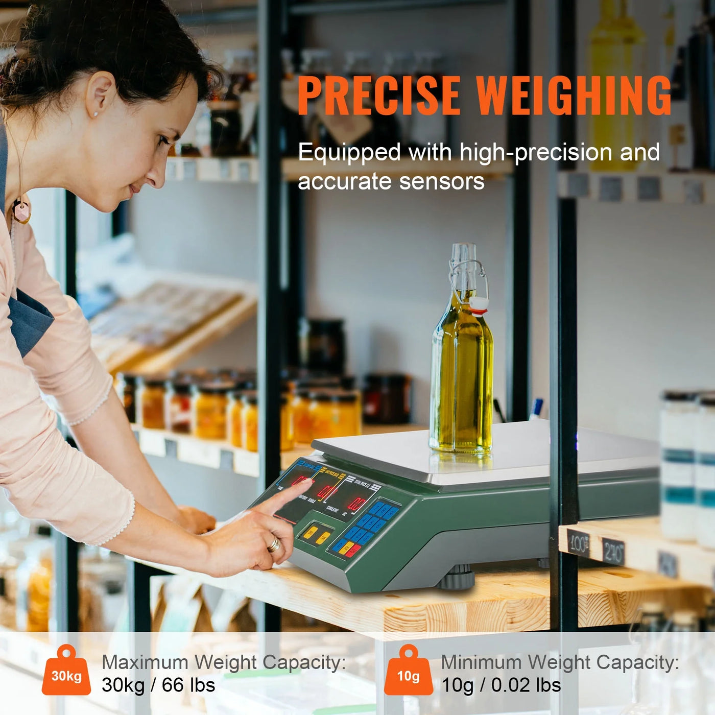 Kffkff 66Lbs 30KG Electronic Price Computing Scale Commercial Food Meat Weighting, for Accurate Kitchen, Food and Portion Weighing