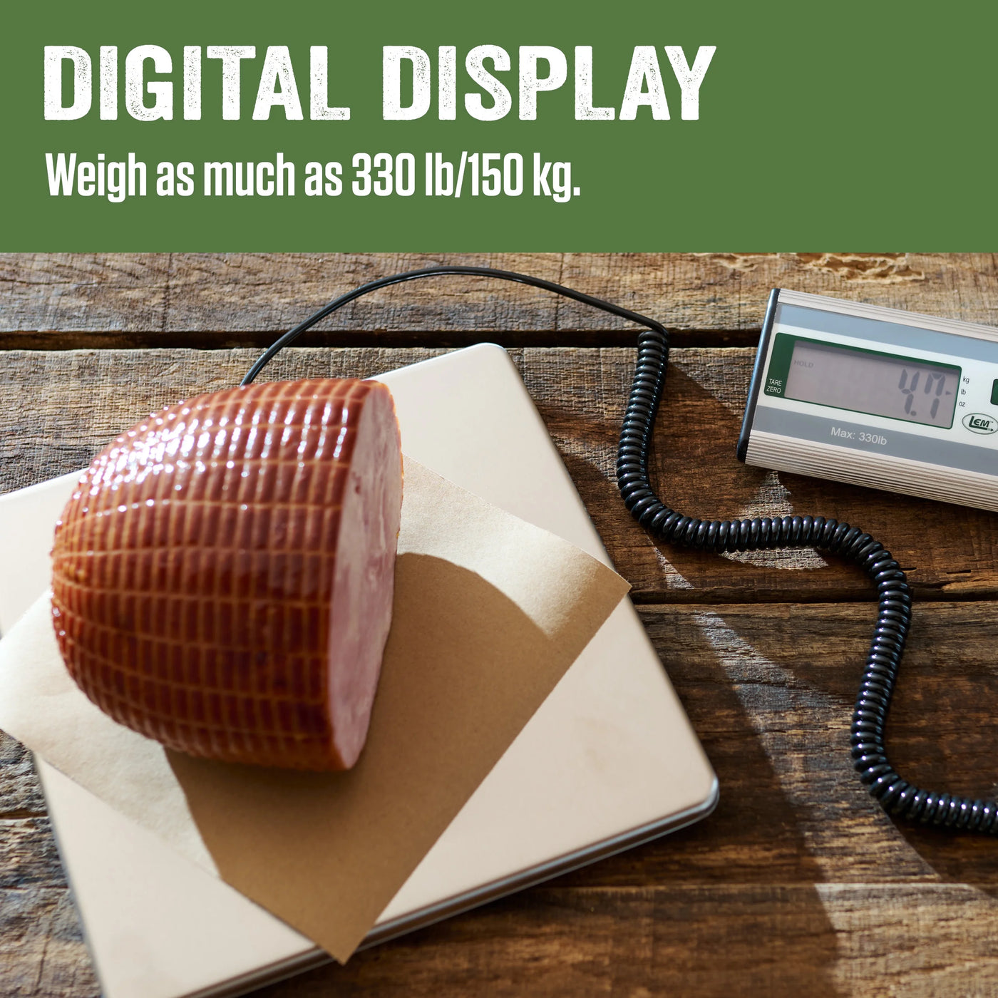 Lem Products 330 Lb Stainless Steel Digital Scale with LCD Display, for Accurate Kitchen, Food and Portion Weighing