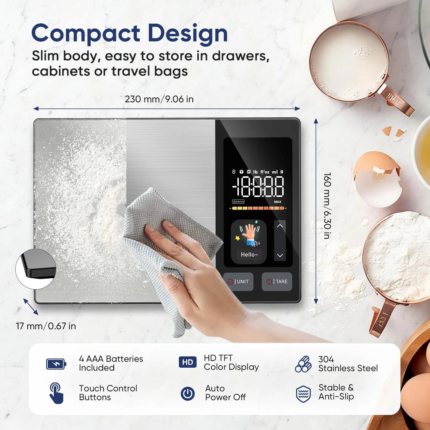 Smart Food Scale with Nutritional Calculator, Free App with 24 Nutrients Tracking, Calorie, Macro, Premium Stainless Steel Digital Food Scale for Meal