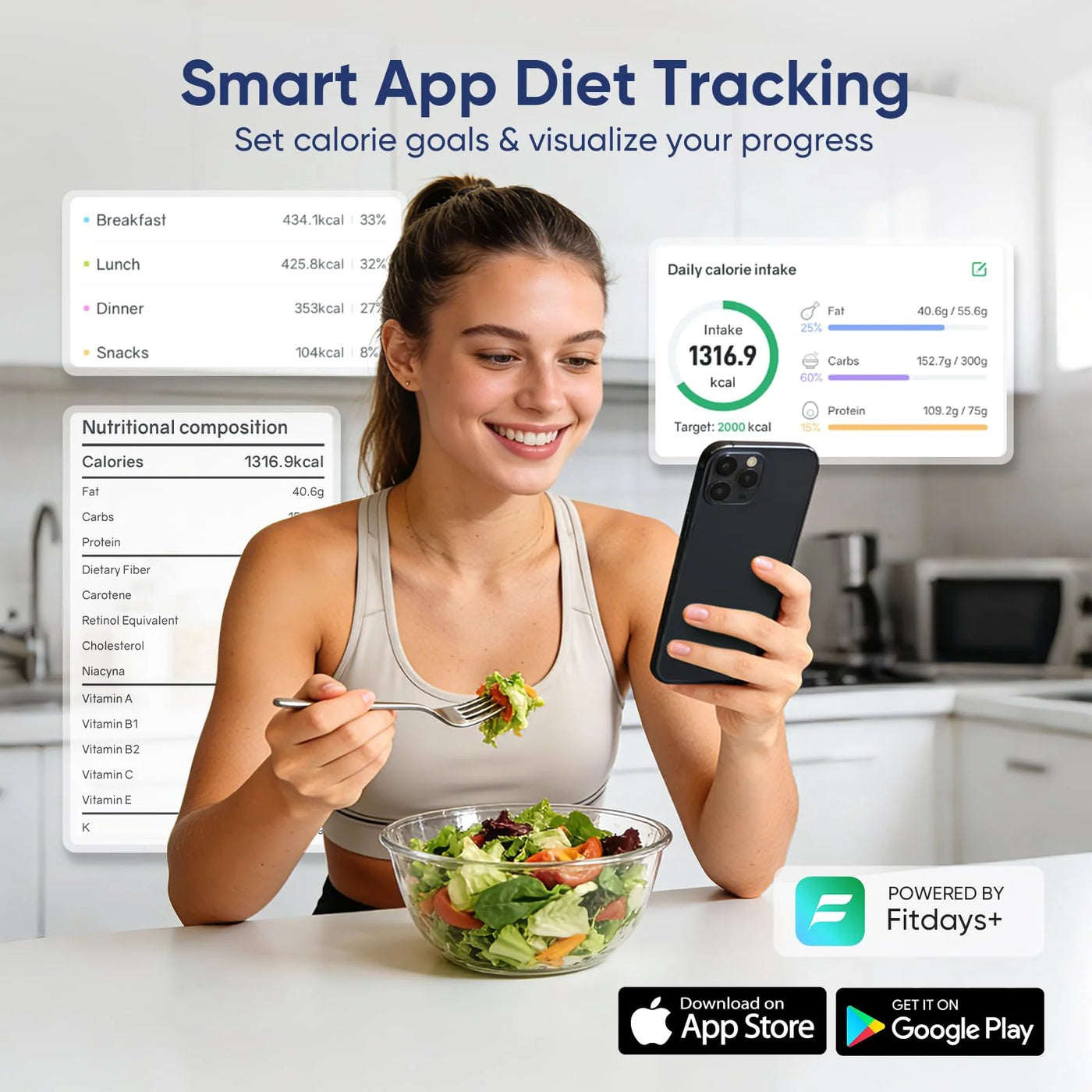 Smart Food Scale with Nutritional Calculator, Free App with 24 Nutrients Tracking, Calorie, Macro, Premium Stainless Steel Digital Food Scale for Meal