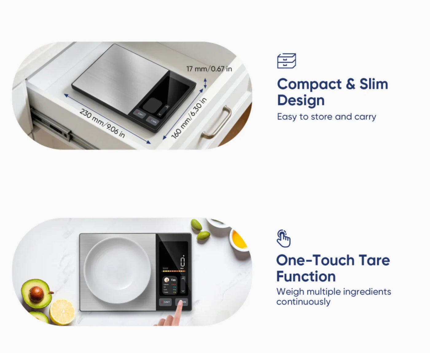 Smart Food Scale with Nutritional Calculator, Free App with 24 Nutrients Tracking, Calorie, Macro, Premium Stainless Steel Digital Food Scale for Meal