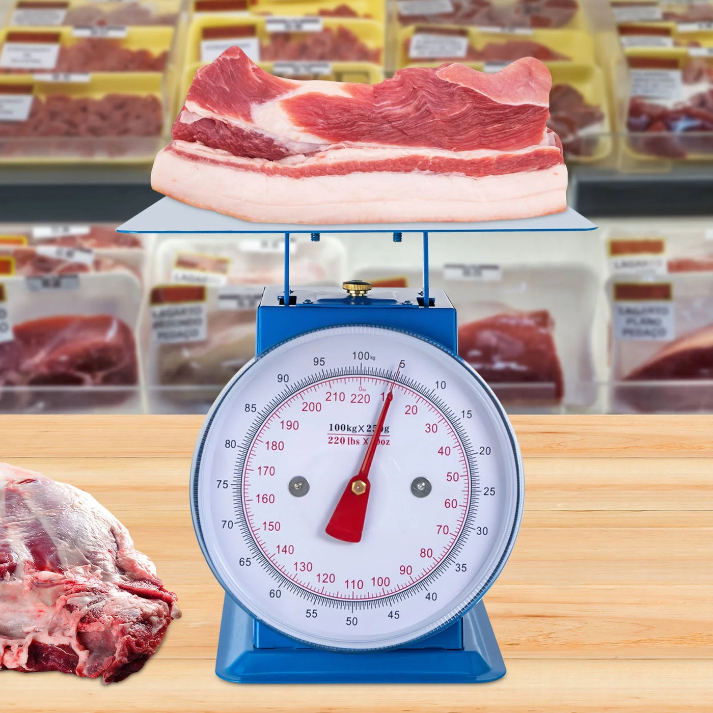 220-Lbs Heavy-duty Industrial Spring Scale, Mechanical Food Scales, Kitchen Weighing Dial Scale with Iron Platform