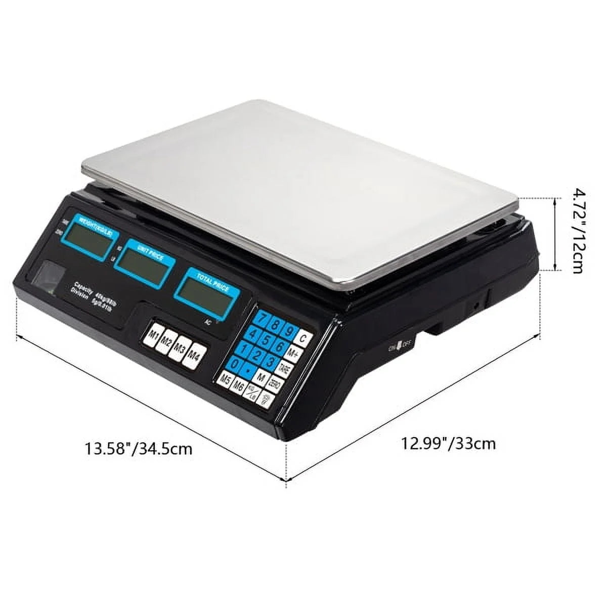 Computing Scale, 40kg/5g Digital Retail Scale / Backlit Lcd, Plu Memory and Accounting, for Accurate Kitchen, Food and Portion Weighing
