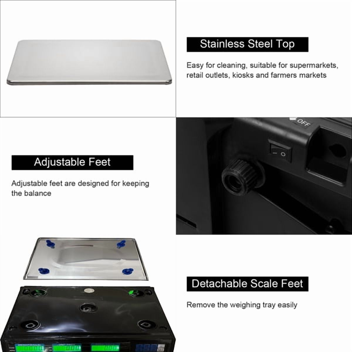Computing Scale, 40kg/5g Digital Retail Scale / Backlit Lcd, Plu Memory and Accounting, for Accurate Kitchen, Food and Portion Weighing