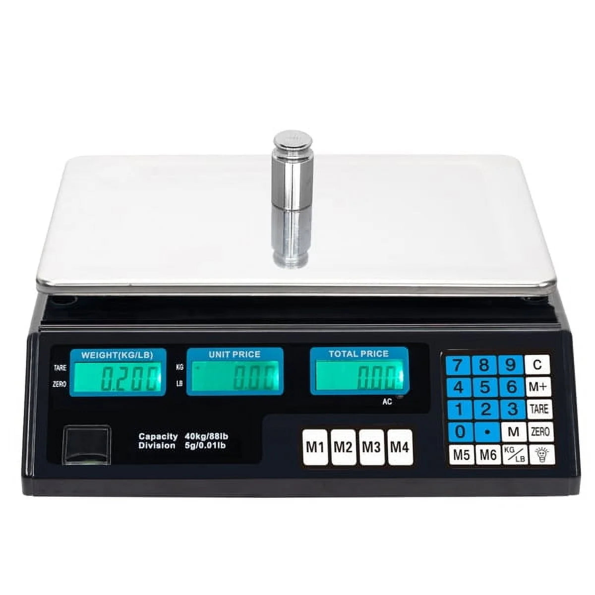 Computing Scale, 40kg/5g Digital Retail Scale / Backlit Lcd, Plu Memory and Accounting, for Accurate Kitchen, Food and Portion Weighing