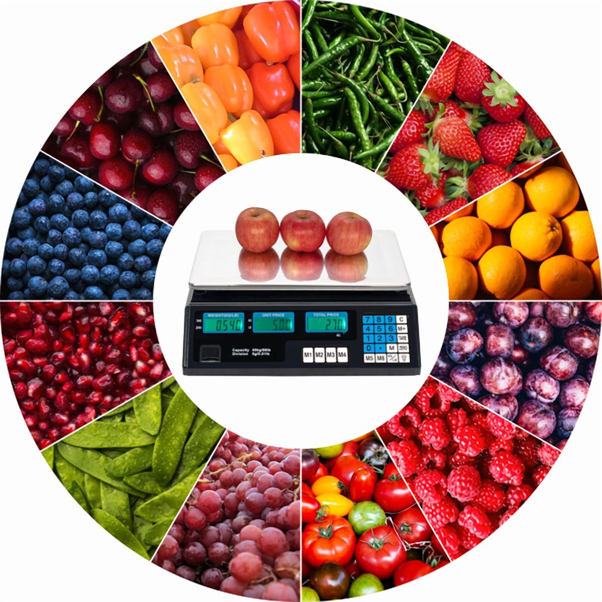 Computing Scale, 40kg/5g Digital Retail Scale / Backlit Lcd, Plu Memory and Accounting, for Accurate Kitchen, Food and Portion Weighing